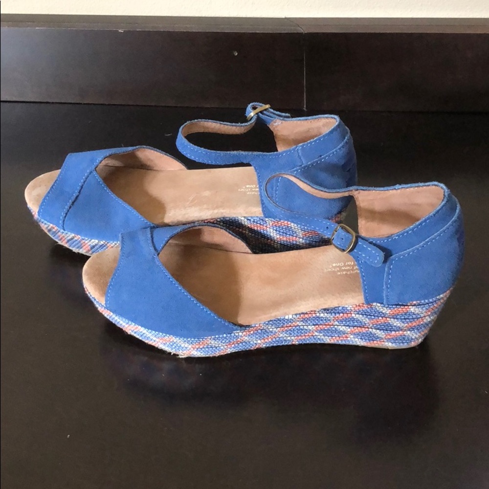 Beautiful bright cobalt blue wedge sandal